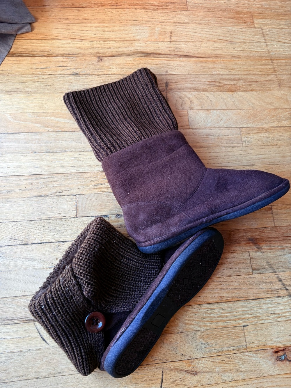 Y2K Brown Knit Cuff Suede Boots size 7